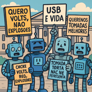 🤖⚡ ROBÔS ENTRAM EM GREVE POR MELHORES TOMADAS E DIREITOS ENERGÉTICOS: “CHEGA DE ADAPTADOR VAGABUNDO!” 🔌📣